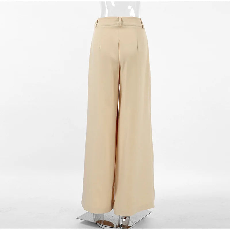 Aiertu  -  Casual Khaki Pleated Wide Legs Pants Women Chic High Waist Baggy Trousers Female 2026 Spring Summer New Fashion Office Pant Aiertu