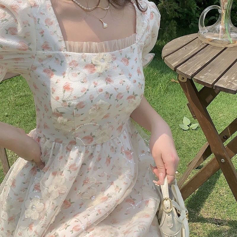 Aiertu Mini Dresses Women Tender Sweet Summer Puff Sleeve Princess Vestidos Elegant Ladies Vintage Prairie Chic Fashion Casual Aiertu
