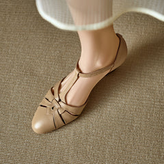 Aiertu  New Summer Genuine Leather Women Shoes Square Toe Shallow Women Pumps Mary Jane Shoes for Women Chunky Heel Casual Shoes Aiertu