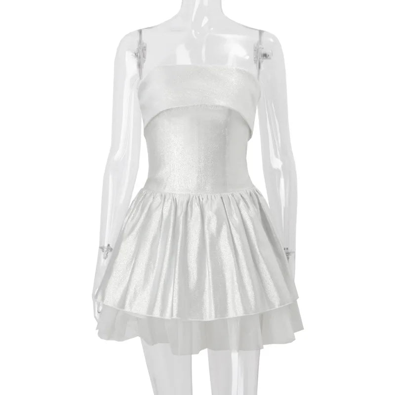 Aiertu  -  Shiny Party Tube Top Dress Ladies Sexy Backless Bandage Off Shoulder Mini Dresses Women's Elegant Evening Dress Female Aiertu