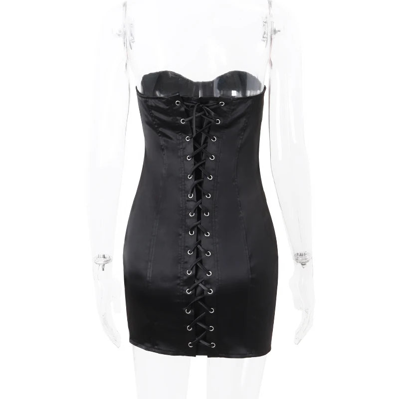 Aiertu  Strapless Sexy Off Shoulder Skinny Backless Mini Dress Black Slim Dress Women Trendy Streetwear Party Vestidos Aiertu