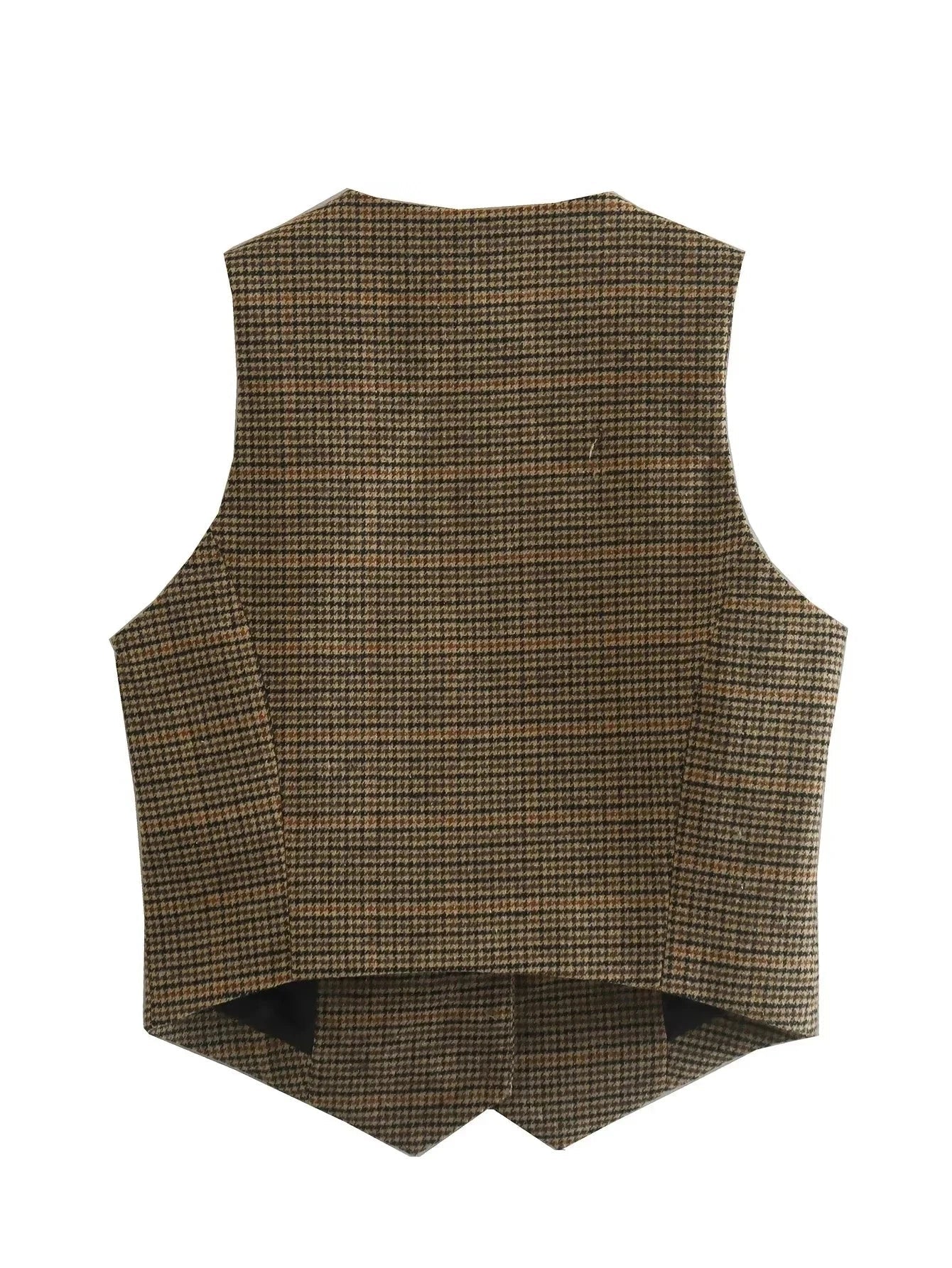 Aiertu  -   Sleeveless Single Button Houndstooth Vintage Vest for Women Autumn Spring Short V Neck Pockets Vest Waistcoat 2026 Aiertu