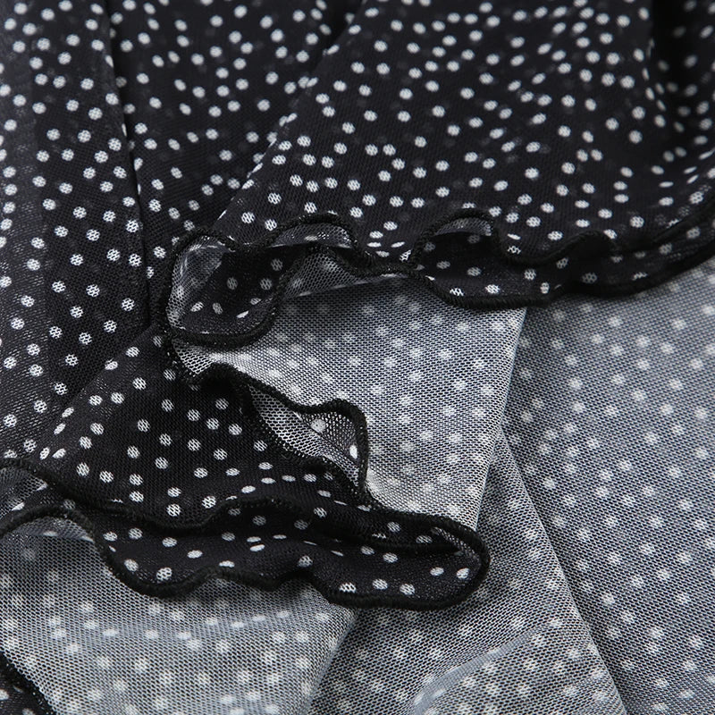 Aiertu  -  Vintage Polka Dot Print Midi Skirt Elegant Retro Low Rise Loose Irregular Skirts for Women Y2k Aesthetic Clothing Summer Aiertu