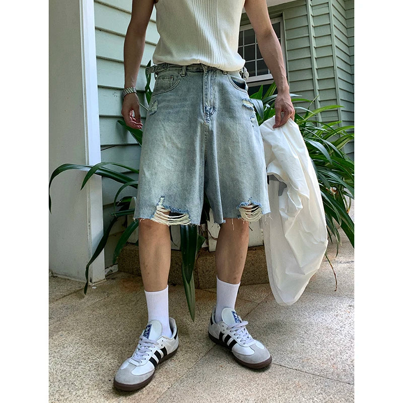 Aiertu  Summer Women's Retro 90s Wide Leg Baggy Casual Denim Shorts Harajuku Aesthetic High Waist Loose Shorts Fashion Punk Shorts Aiertu