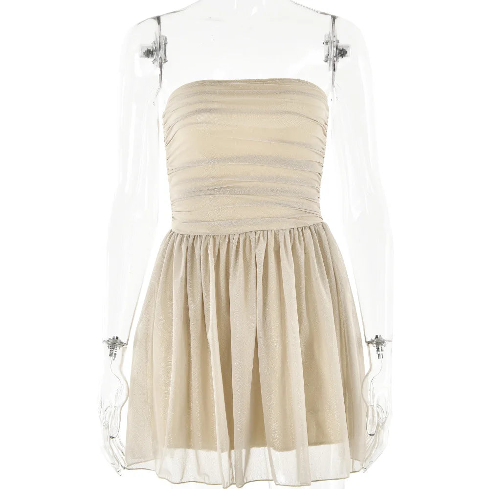 Aiertu  -  Sexy Strapless Tunics Bandage A-line Birthday Party Dress Women's Sleeveless High Waist Backless Zip-up Short Evening Dresses Aiertu