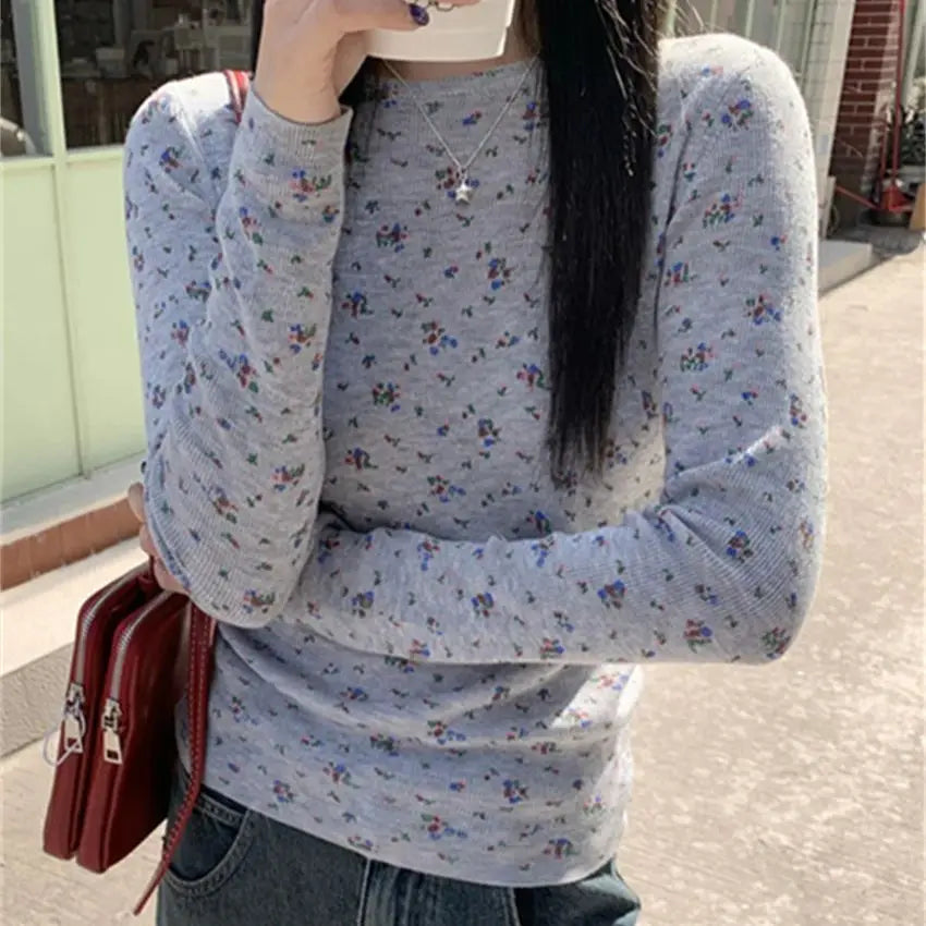 Aiertu  -  Slim Office Lady T-Shirts Women Florals New Knitted Vest Elegant 2026 Sweet Vintage Spring Gentle All Match Tees Aiertu