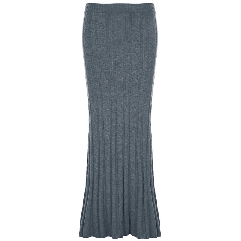 Aiertu  -  party look snspos Women's Twists Detail Sweater Fishtail Skirt Elegant Fashion Low Waisted Bodycon Maxi Skirts Winter Streetwear Basic Aiertu
