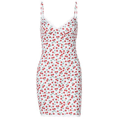 Aiertu - Sexy V-neck Lace Sling Print Temperament Dress Aiertu