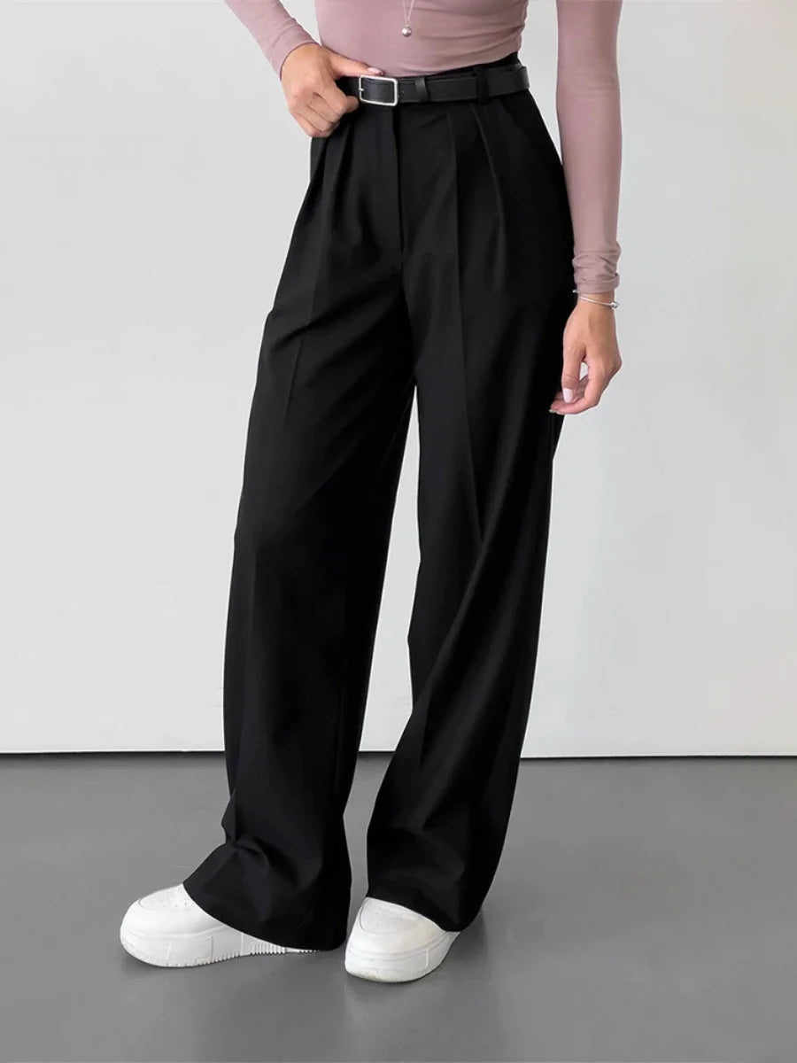 Aiertu  -  Spring Summer New Slim Fit Straight Leg Pants Women's Design High Waist Trousers Simple Office Lady Chic Suit Pants Aiertu