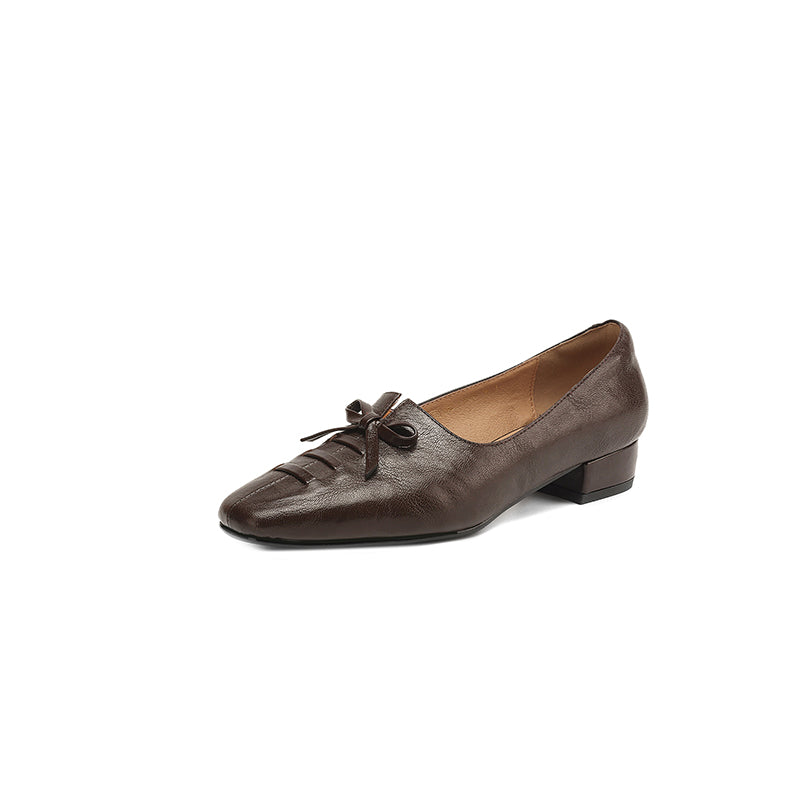 Aiertu  -  New Arrival Soft Genuine Leather Women Heels Shoes Square Toe Comfortable Fashion Casual Low Heel Shoes Four Seasons Shoes Aiertu