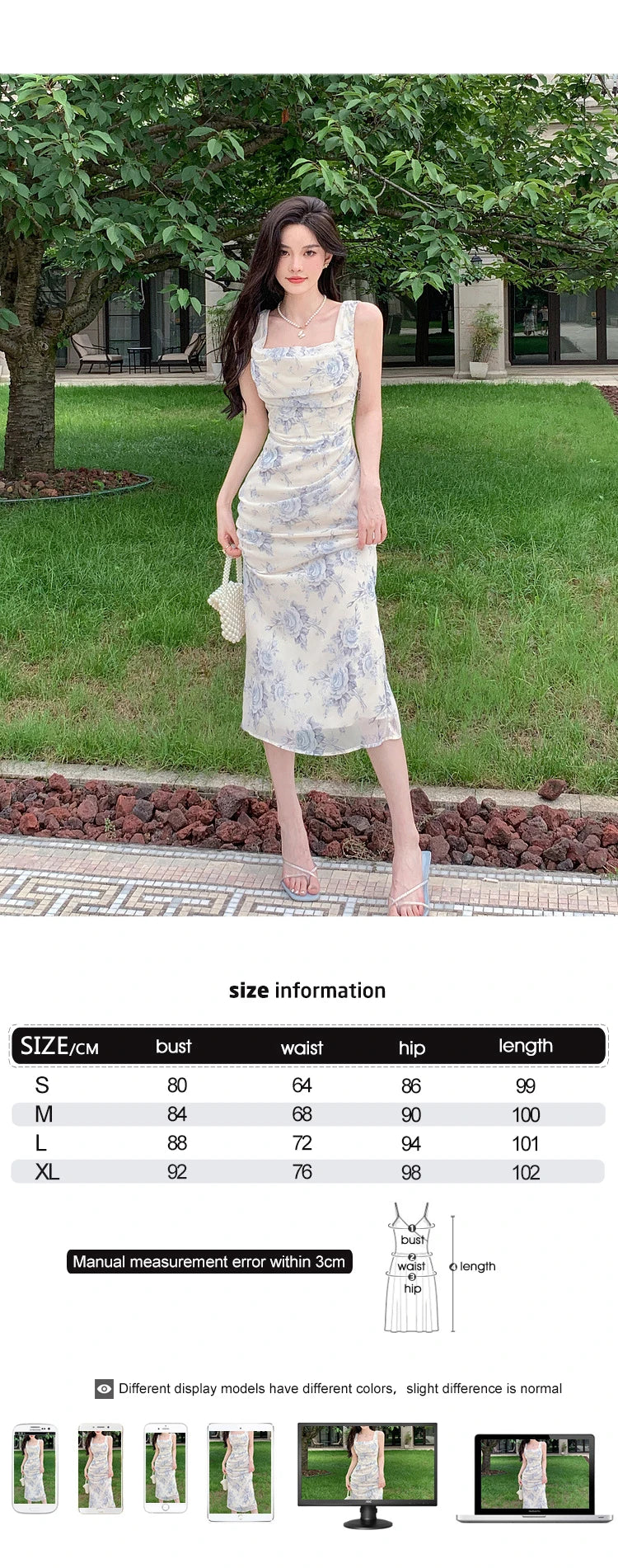 Aiertu  -  Summer Long One Piece Dress For Women Clothes Elegant Pretty Sweet Print Sexy Strap Wrap Hip Slit Midi Party Robe Mujer Vestidos Aiertu
