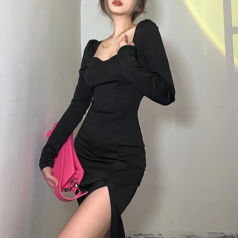 Aiertu - Long Sleeve Black Maxi Dress Aiertu