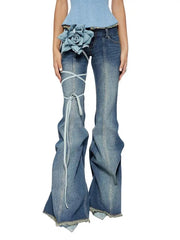 Aiertu  -  Vintage Blue Y2k Jeans Women High Street Wide Leg Denim Trousers Harajuku Retro Fashion Casual Hotweeet Jeans Aesthetic Aiertu