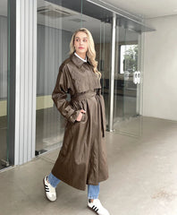 Aiertu  -  2026 Autumn New design Runway Designer Leather Maxi Long Trench Coat With Belt Chic Female PU Windbreaker Classic Aiertu