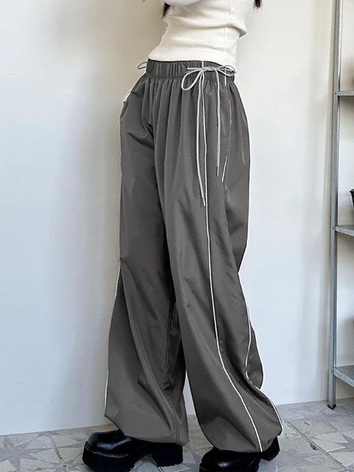 Aiertu  Low Rise Striped Loose-Fit Wide-Leg Sweatpants Aiertu
