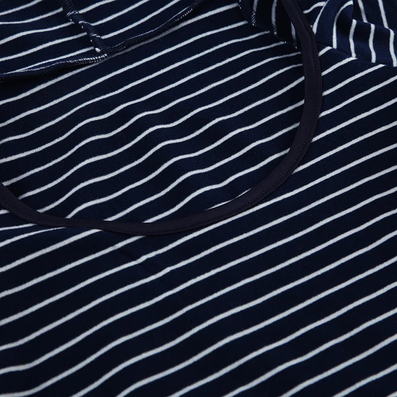 Aiertu  -  Striped T Shirts Woman Japanese 2000s Style Y2k Hooded Short Sleeve Summer Tops Shoujo Girl Aesthetic P67-BD18 Aiertu