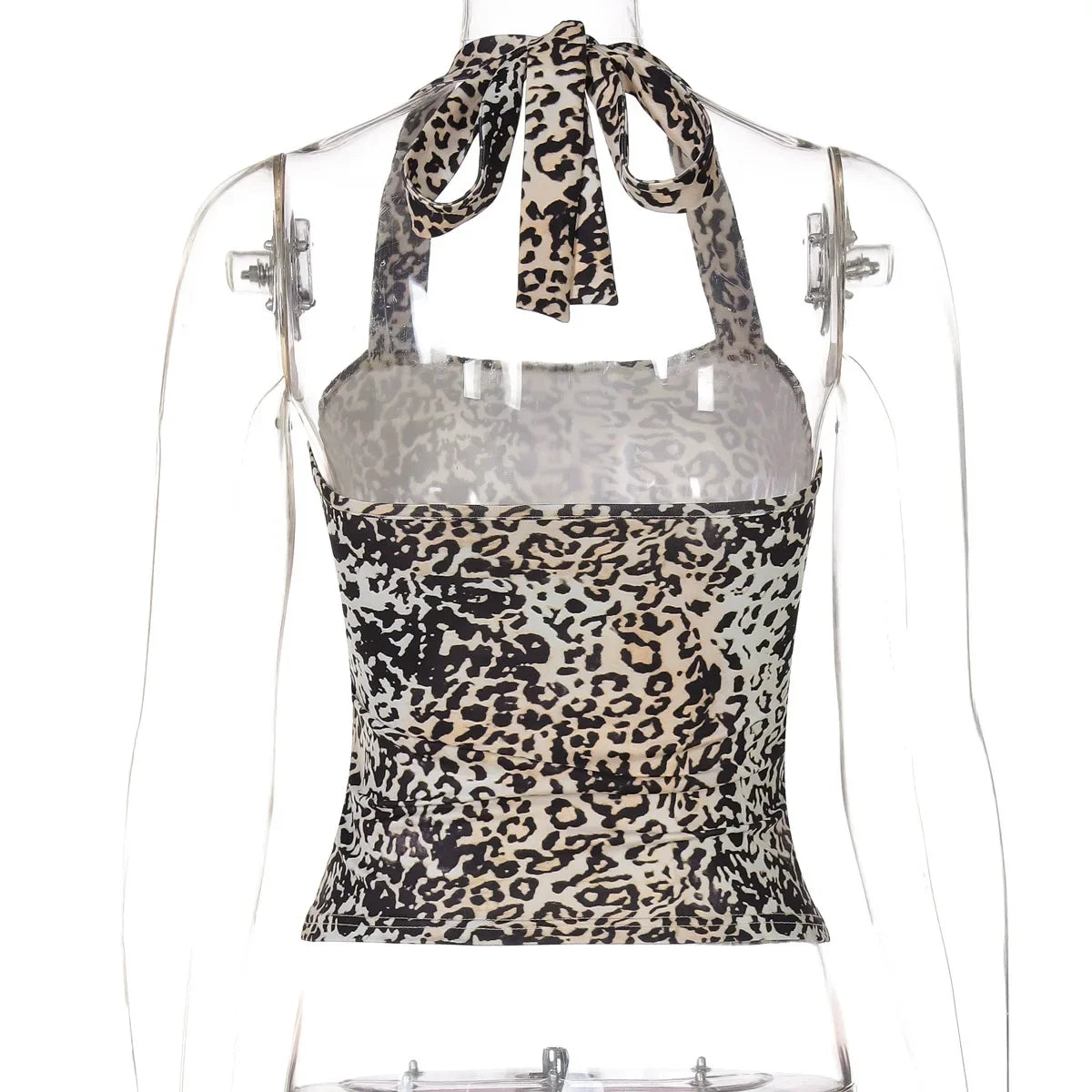 Aiertu  -  Sexy Women Halter Neck Leopard Print Corset 2026 Summer Female Fashion Backless Bandage Crop Tops High Street Skinny Tank Top Aiertu