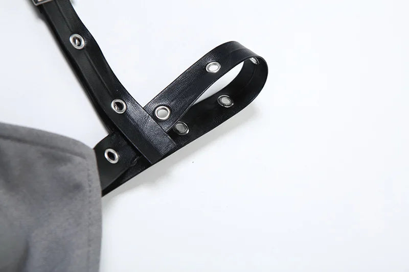 Aiertu  -  V-neck Fold Suspender Dress For Women Belt Buckle Backless Sexy Bodycon Mini Dress A-line High Waist  Party Dress Ladies Aiertu