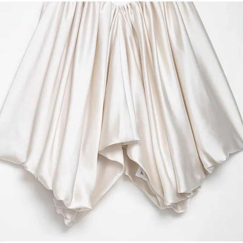 Aiertu  -  Y2k Satin Pleated Cropped Vest For Women Summer Elegant Irregular Hem Suspender Tops Female Street Backless Sleeveless Chic Tank Aiertu