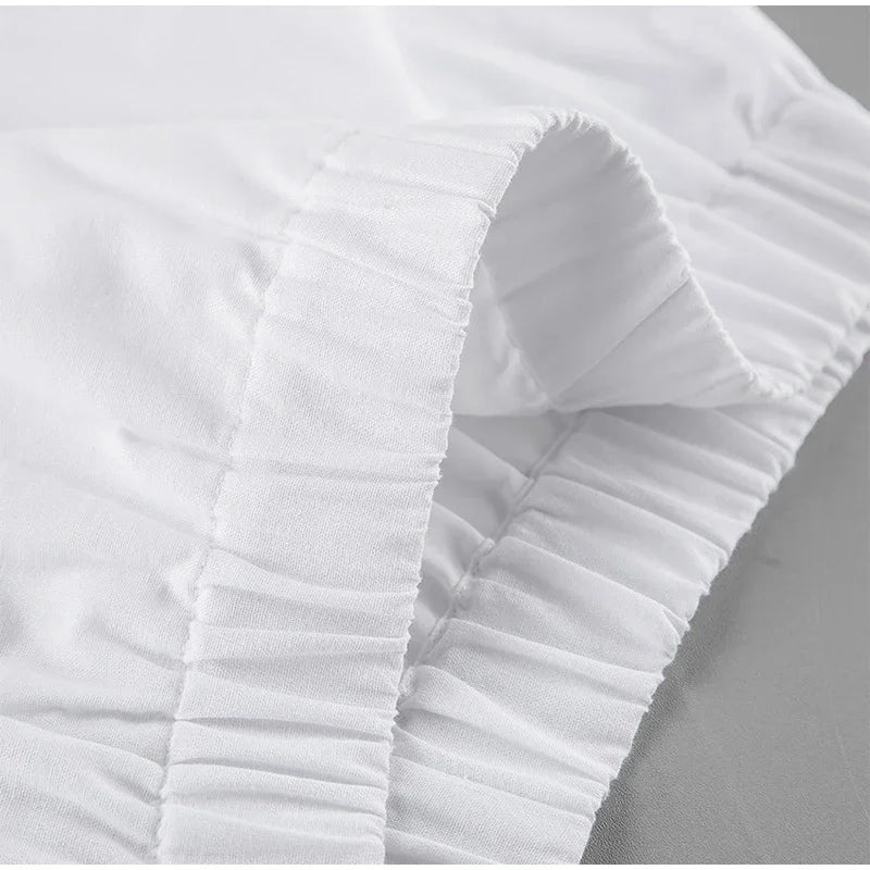 Aiertu  -  Cotton Linen Tank Top Shorts Sets Women's White Single Breasted Halter Ruffles Vest Wide Leg Shorts Suits Summer Commute Chic Aiertu