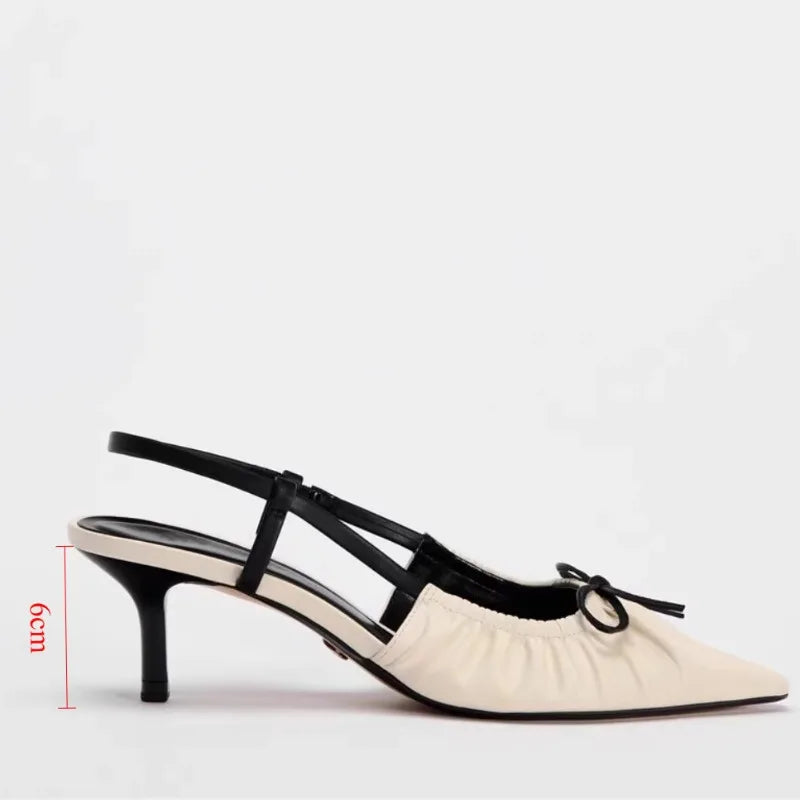 Aiertu  -  Designer Party Women's High Heels Shoes Pointed Toe Dress Elegant Slingbacks 2025 Spring New Soft Leather Ladies Office Pumps Aiertu