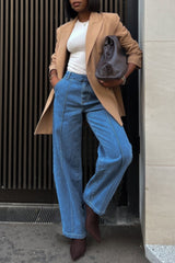 Aiertu  -Casual Basic High Waist Regular Denim Jeans aiertu