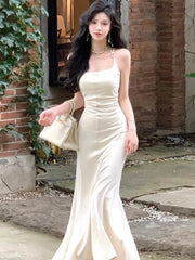 Aiertu  -  Knitted Neck-mounted Slim Dresses for Women Summer New Elegant Fashions Sleeveless Long Dress Evening Party Female Clothing Aiertu
