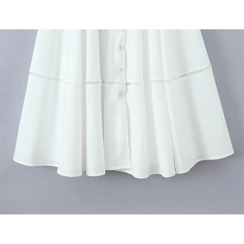 Aiertu  -  Women Corset Style Sling  Summer Dresses 2026 Lace Up Bandage Back A-line Midi Dress White Elegant Party Robe Aiertu