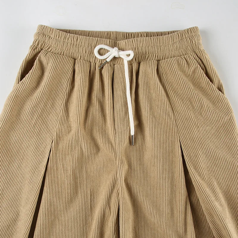 Aiertu  -  Casual Baggy Ruched Trousers Women High Waist Drawstring Wide Leg Pants 2025 New Spring Fall Harajuku Lolita Y2K Clothes Aiertu