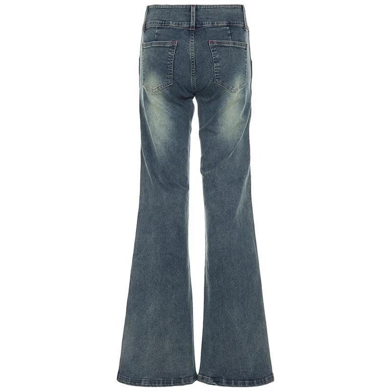 Aiertu  -  Y2K Low Waist Flare Jeans Vintage High Street Casual Denim Trousers Korean Fashion Slim Lady Trumpet Pants Spring Aiertu