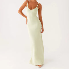 Aiertu  Women Elegant Backless Spaghetti Strap Long Dress Slim Fit Sleeveless Cutout Back Maxi Dress Formal Cocktail Sundress Aiertu