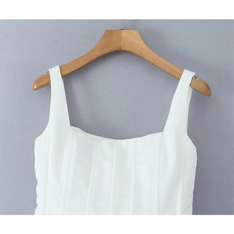 Aiertu  -  Elegant White Party Mini Dress Women Sleeveless Fishbone Slim Sexy Wedding Dresses  Pretty Girl Bridesmaids Robe Short Aiertu