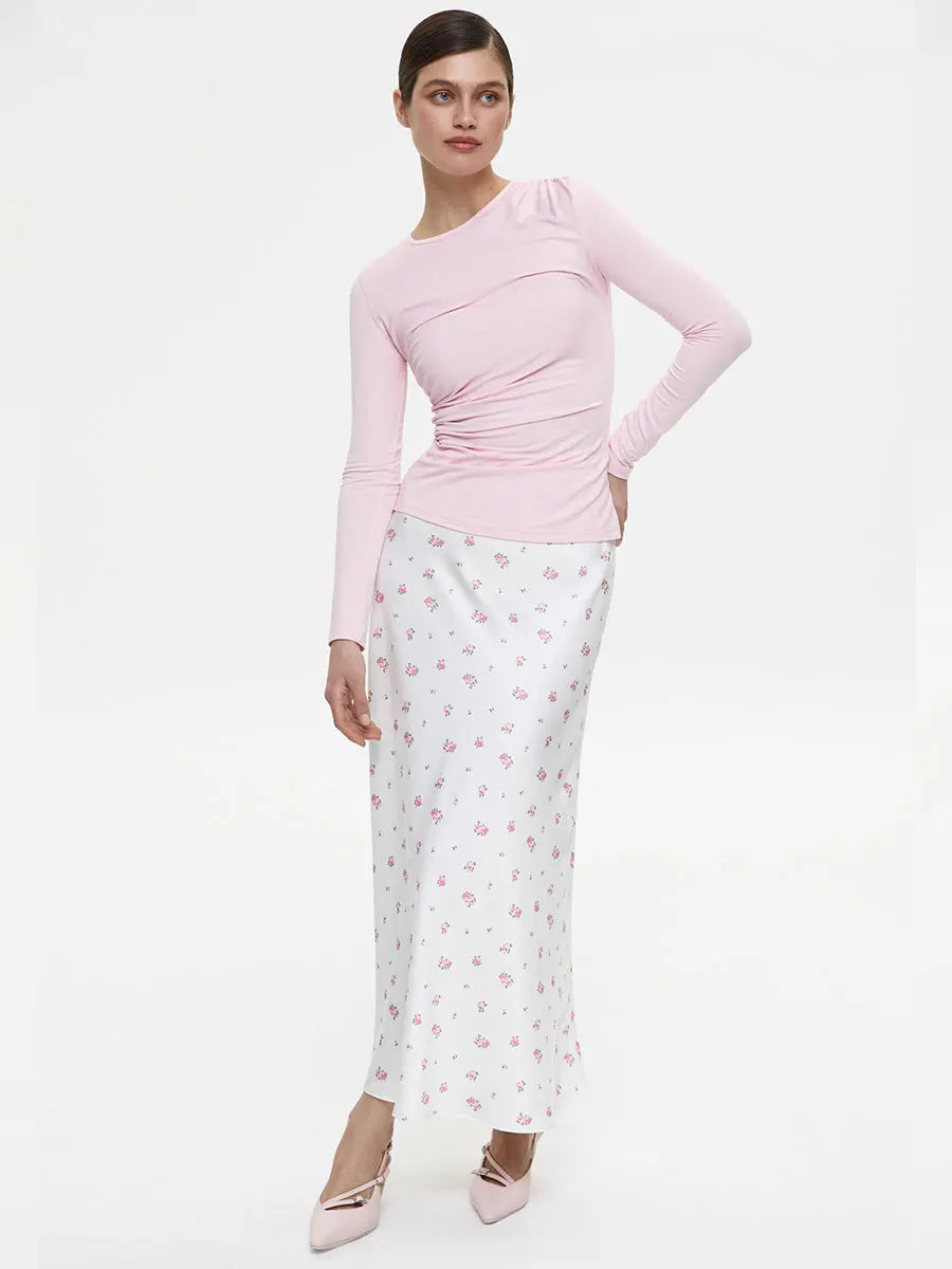 Aiertu  -  Women's Printed Skirt Fashion Fragmented Flower Colored Ding Printed Long Skirt Hanging High Waist Long A-line Skirt Aiertu