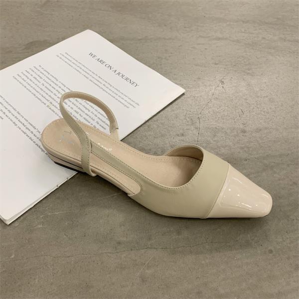 Aiertu  Shallow Mouth Spring Shoes Leather Sandals Women Summer Heels Square Toe Suit Female Beige Girls Velvet Comfort  Elastic Band Op Aiertu