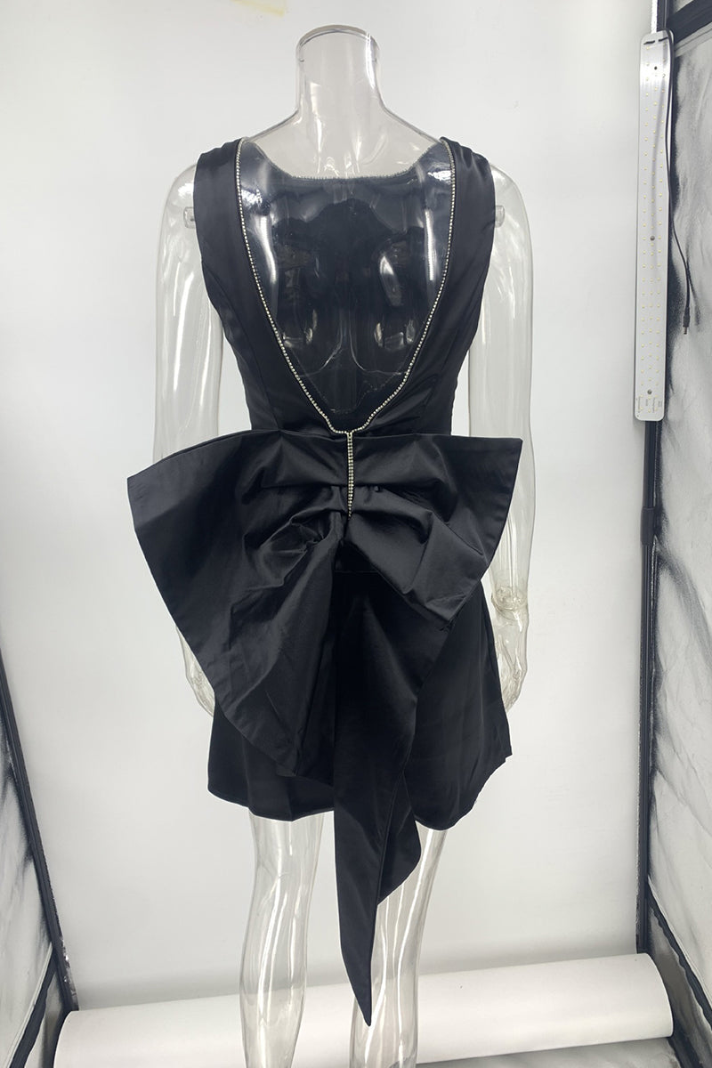 Aiertu  -  Sexy Party Backless Bow Decor O Neck Evening Dresses Aiertu