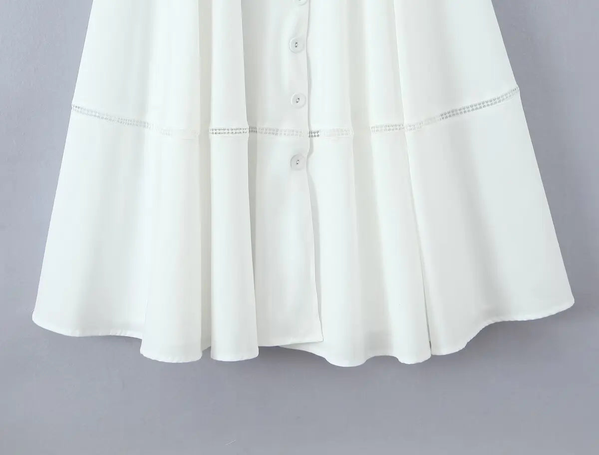 Aiertu  -  Women Corset Style Sling  Summer Dresses 2026 Lace Up Bandage Back A-line Midi Dress White Elegant Party Robe Aiertu