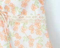 Aiertu  -  French lace stitching resort style V-neck suspender dress summer new sexy slim printed long skirt Aiertu