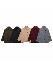 Aiertu  Women Fashion Solid Single Breasted Jackets Coats Vintage Lapel Neck Long Sleeves Female Chic Lady Outfits Aiertu
