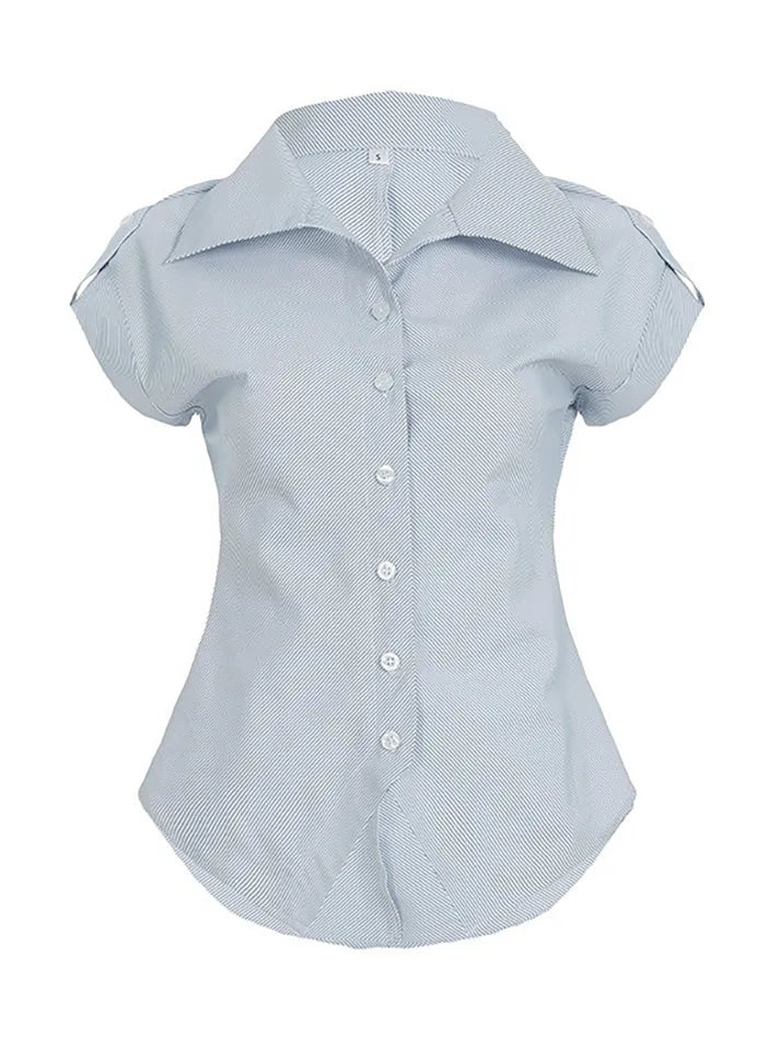 Aiertu  -Striped Contrast Slim-Fit Button-Up Shirts aiertu
