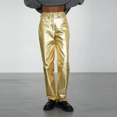 Aiertu     -  Fall Outfits 2026 Casual Golden Zipper Trousers Women Loose High Waist Buttons Long Pants 2026 Autumn Winter New Lady Fashion All-matched Bottoms Aiertu