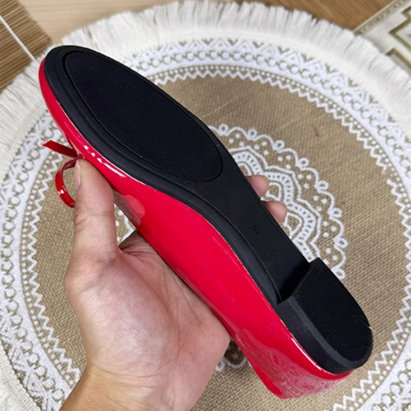 Aiertu    -  Women Round Toe Ballet Flats Spongy Bottom  Hot New Italian Shoes Patent Leather Classic Bow-Knot Dressing Slip-On 34 48 47 Aiertu