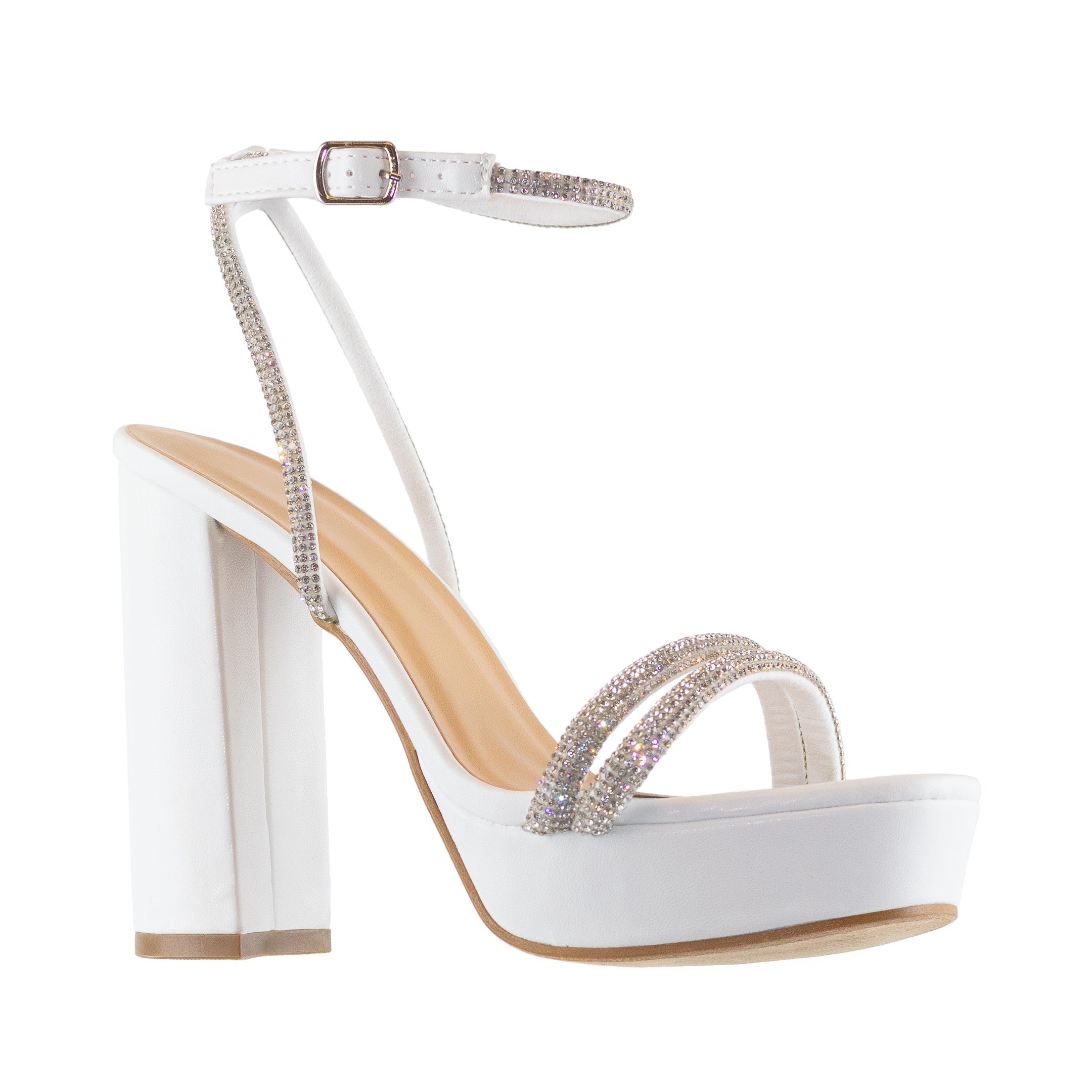 Aiertu  Eleanor - Embellished Ankle Strap Platform Heels, Chunky Heel & Synthetic Material, Glamorous Party Footwear, Bold & Comfortable for Evening Events Aiertu