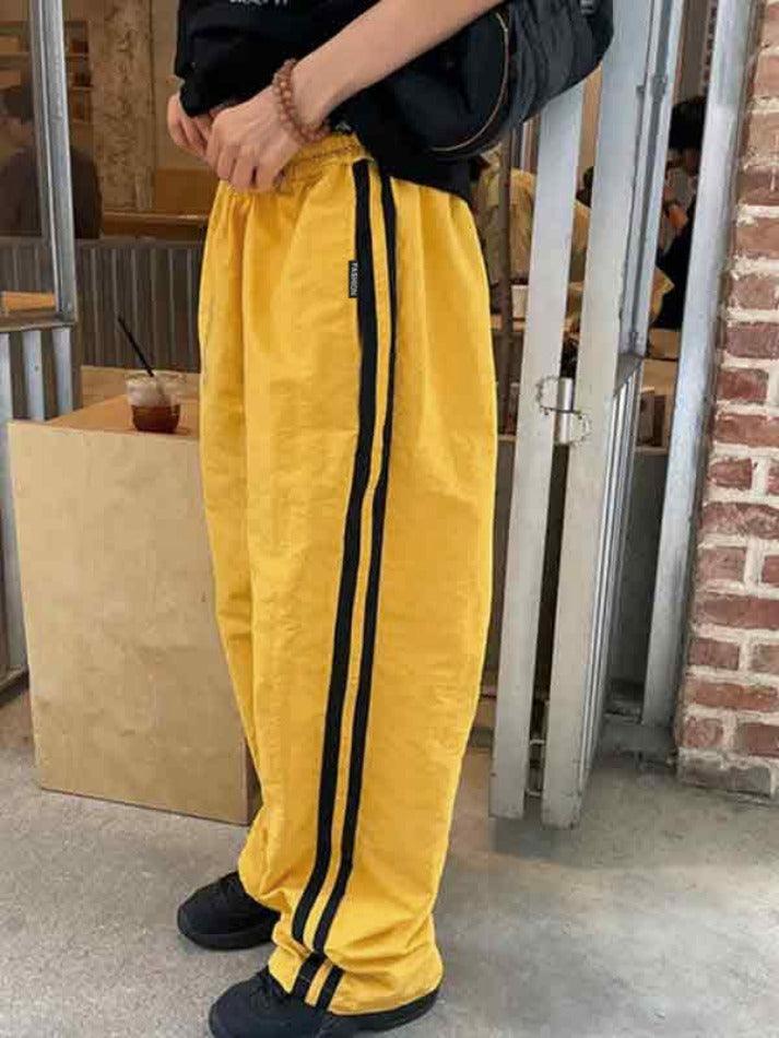 Aiertu  -  Contrast Color Stripe Wide Leg Pants Aiertu