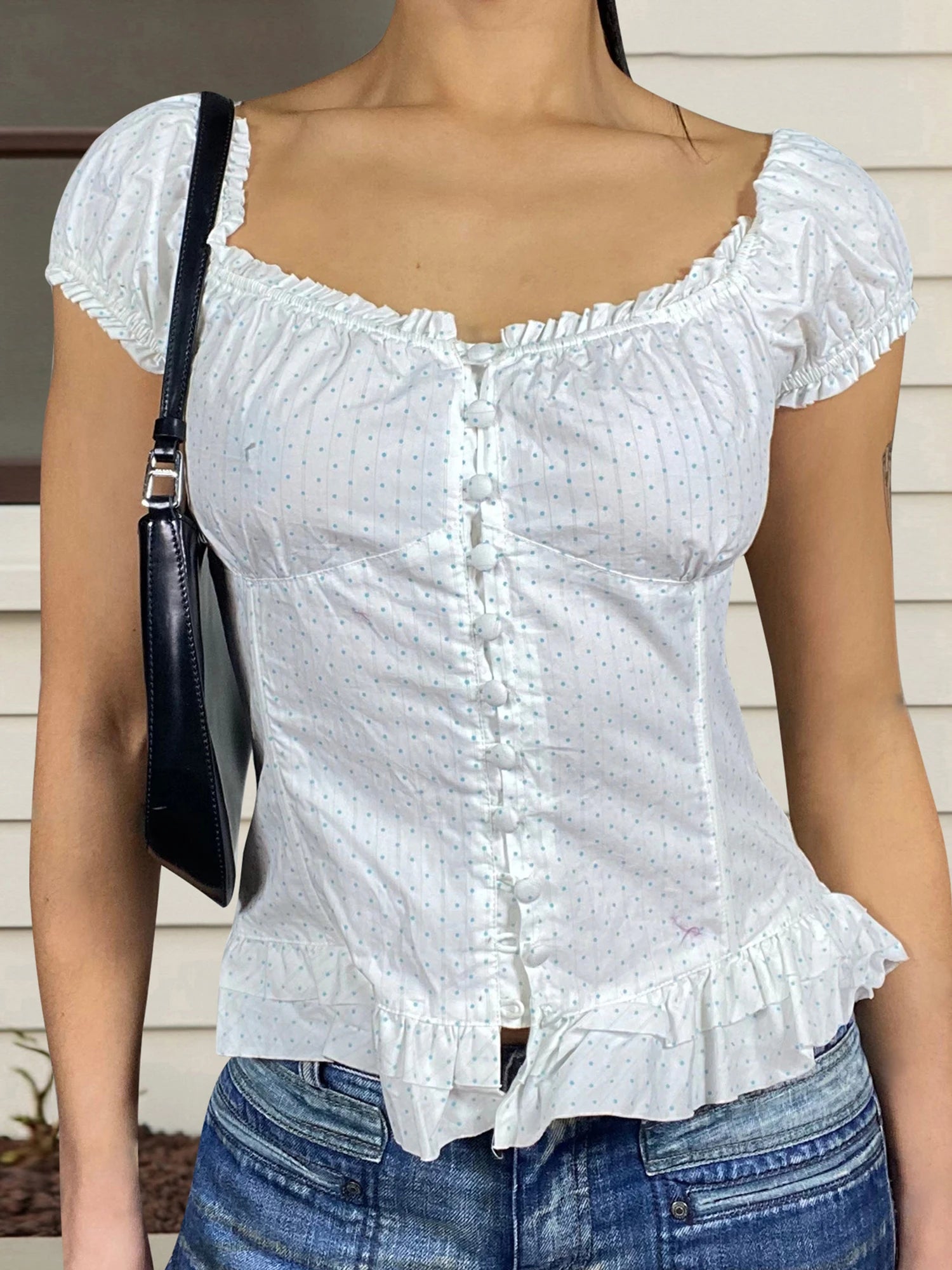 Aiertu  -   Women s Casual Loose Fit Blouse Floral Print V-Neck Short Sleeve Button Front Shirt Fashion Tops Summer Wear Aiertu