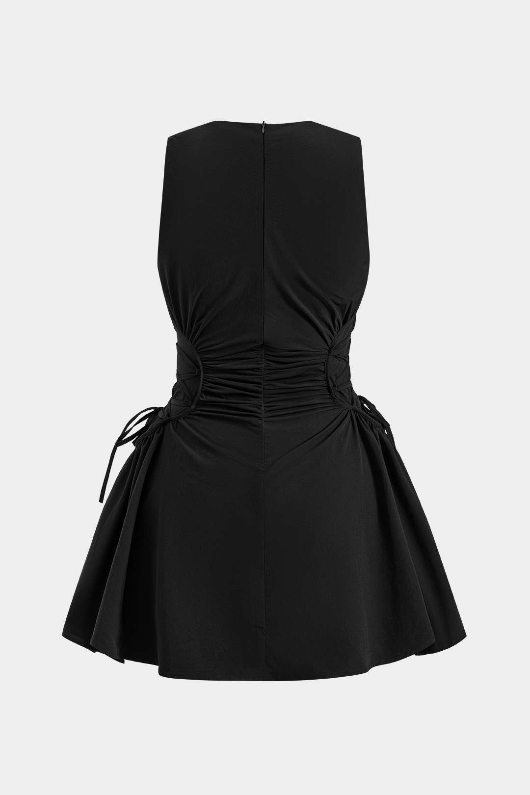 Aiertu  Ruched Strappy Zipper Sleeveless Mini Dress Aiertu
