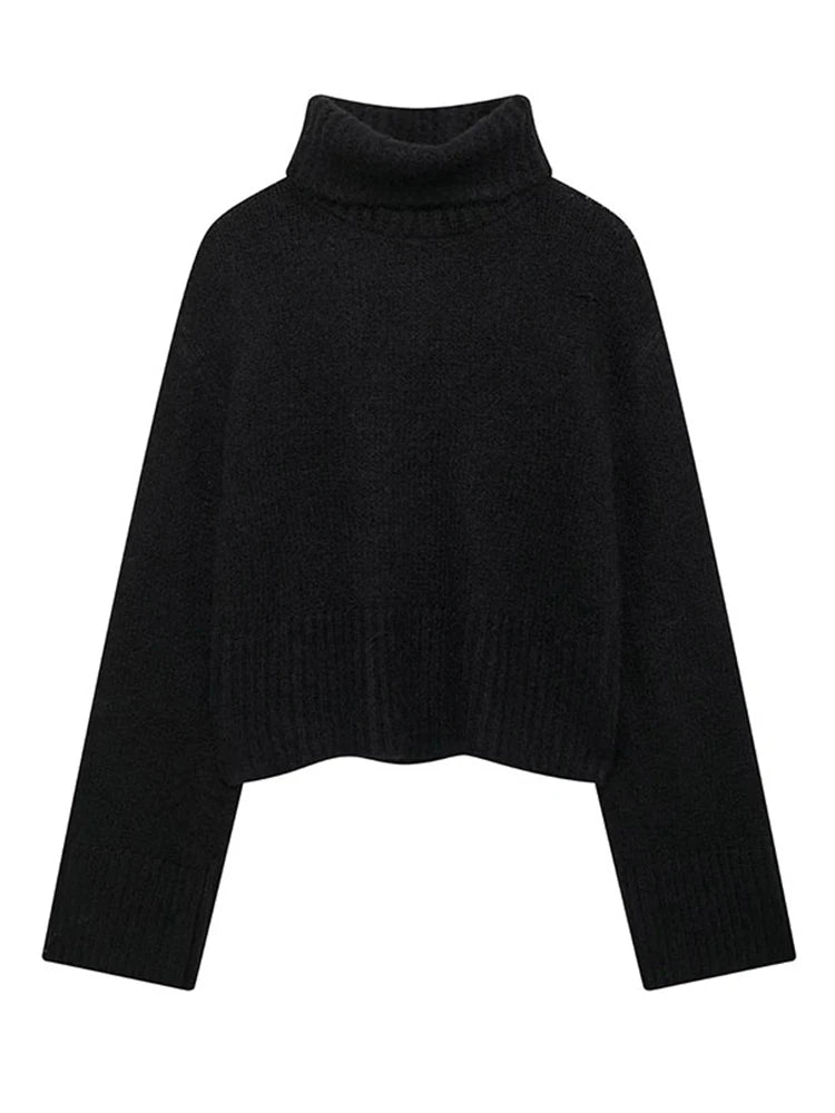 Aiertu  -  Cropped Pullovers Women Sweater Knit Loose Turtleneck  Long Sleeve Female Knitted Top Autumn Winter Fashion Lady Outwear Aiertu