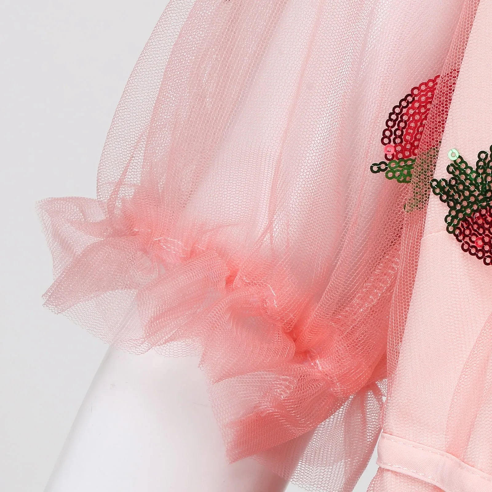 Aiertu  -  Women Strawberry SequinsEmbroidery Mesh Round Neck Tunic Party Dress Bride Female Luxury Vestidos Para Mujer Pretty Aiertu