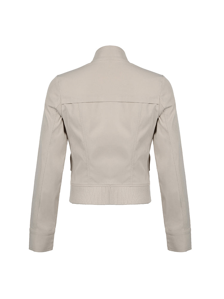 Aiertu - summer inspo Hot Zip Up Stand Collar Casual Y2K Cargo Jackets Women Spring Autumn Fashion Solid Basic Long Sleeve Street Coats Aiertu