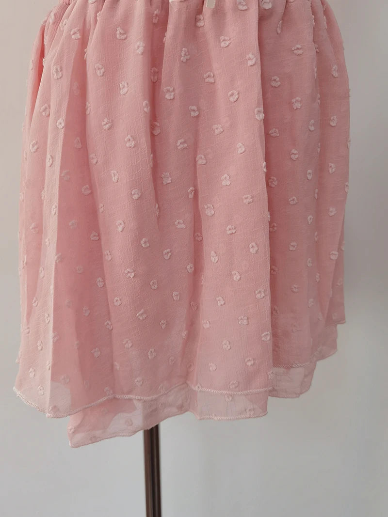Aiertu  -  Sweet hot girl suit women's summer polka dot bubble sleeve top high waist lace a-line skirt two-piece set fashion female clothes Aiertu