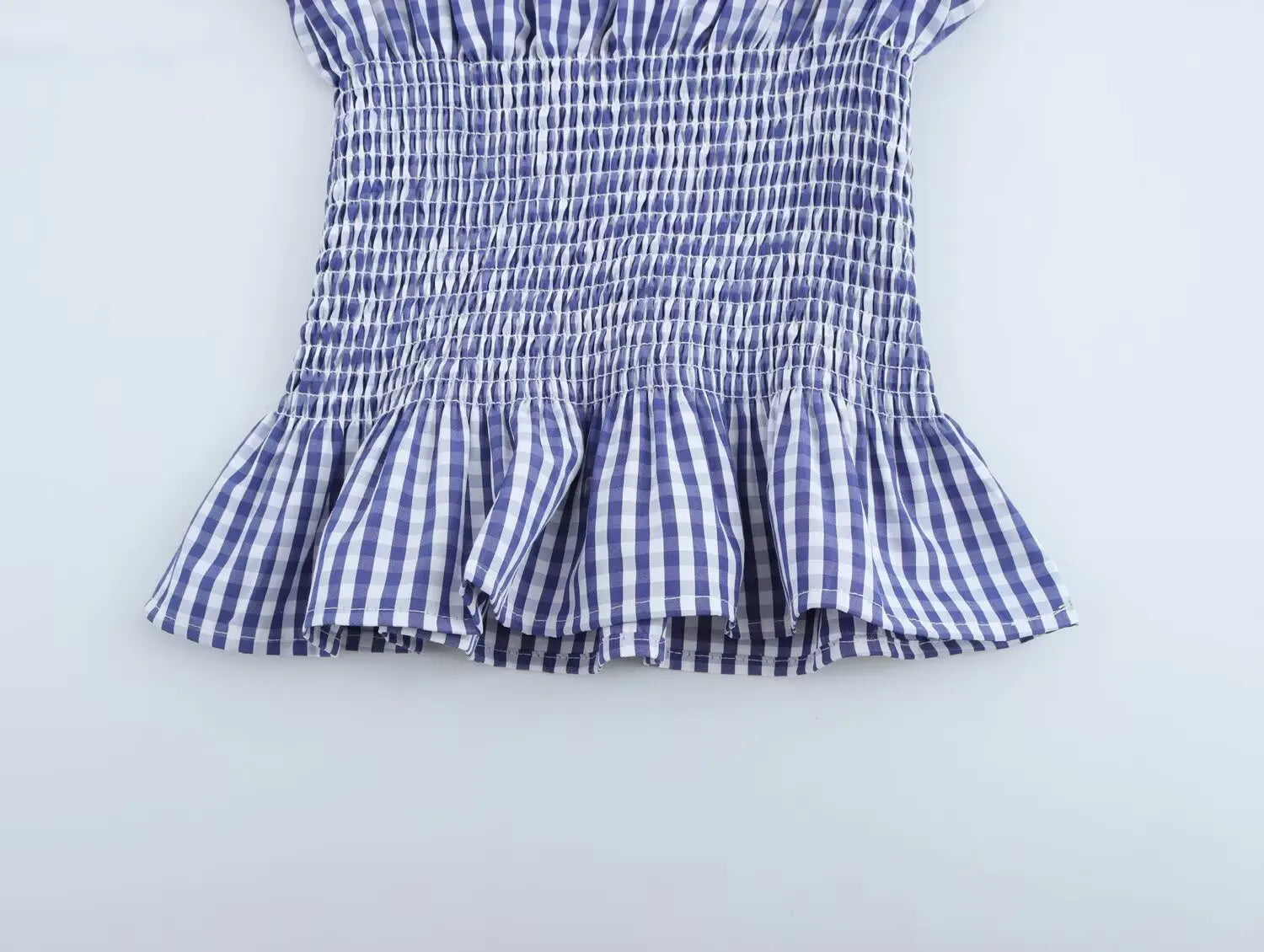 Aiertu  -  3 colors Retro French Style Bow Shoulder Gingham Plaid Sleeveless Tanks Top Women Summer Ruched Elastic Slim Waist Girl Crop Tee Aiertu